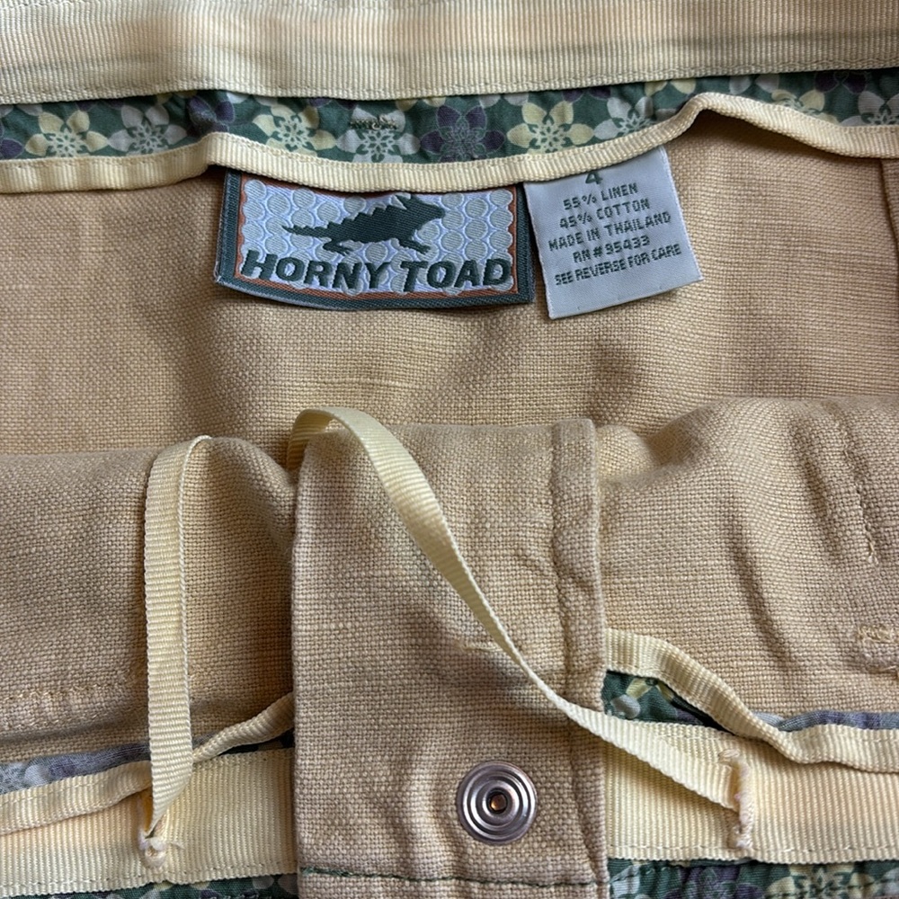 Women's HORNY TOAD Gold Linen/Cotton Pearl Snap Mini Skirt - Sassy - Size 4 - Picture 6 of 9